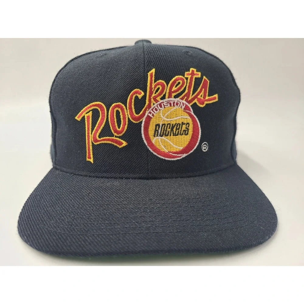 Vintage Houston Rockets Script Sports Specialties Fitted 6 5/8 Hat Cap NBA Black
